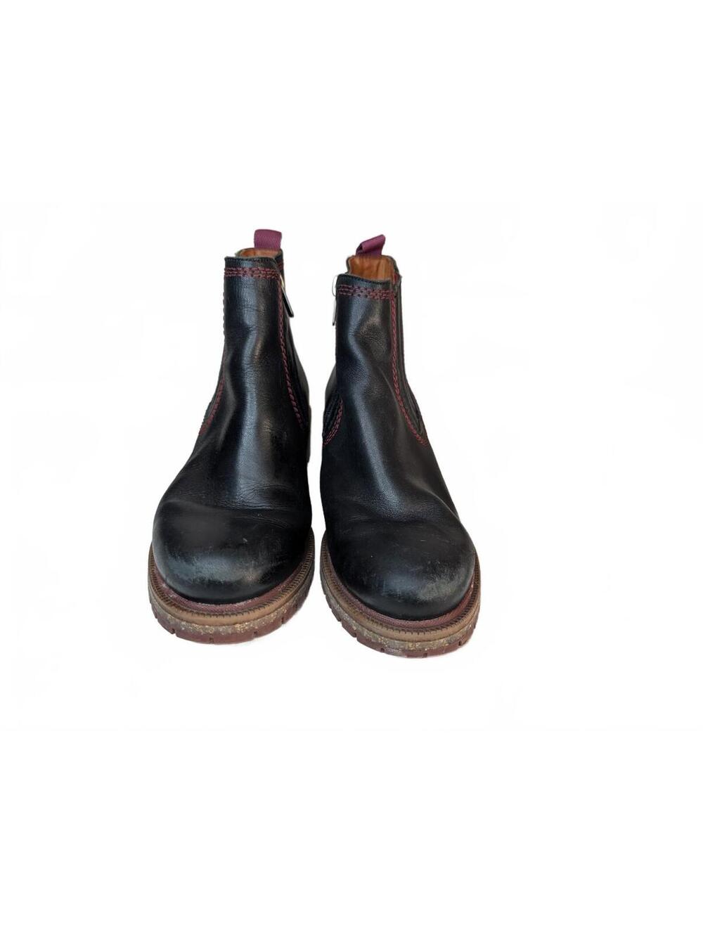 Pikolinos Aspe Black Leather Chelsea Boots w/Red Stitching Rugged‎ Lug Soles 38 - Picture 2 of 6